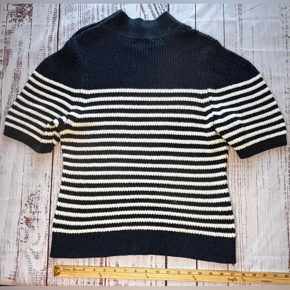 Anthropologie Maeve Divendra Navy & White Stripe Pullover Knit Sweater - Picture 5 of 11